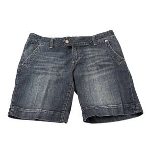 American Eagle Womens Denim Bermuda Shorts Size 10 Mid Rise Stretchy Dark Wash